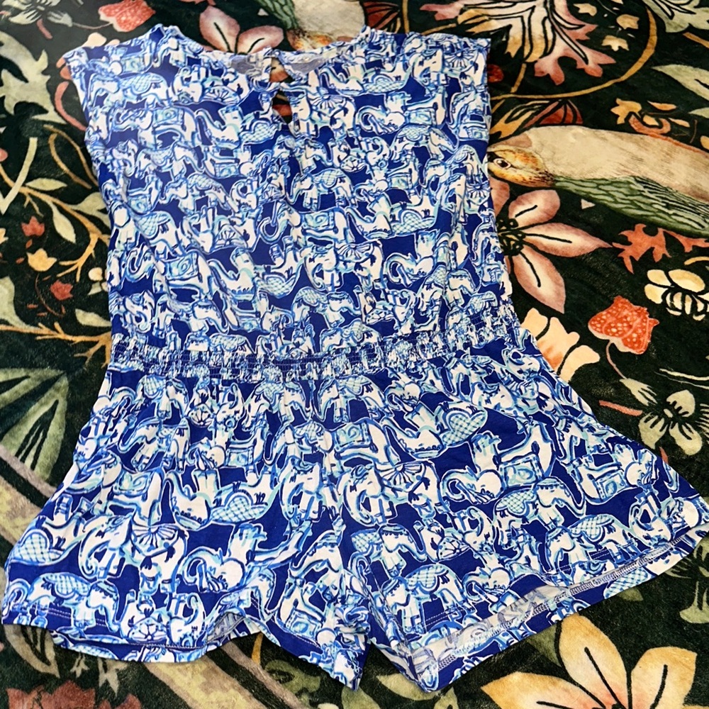 Lilly Pulitzer Kids Blue and White Printed Romper